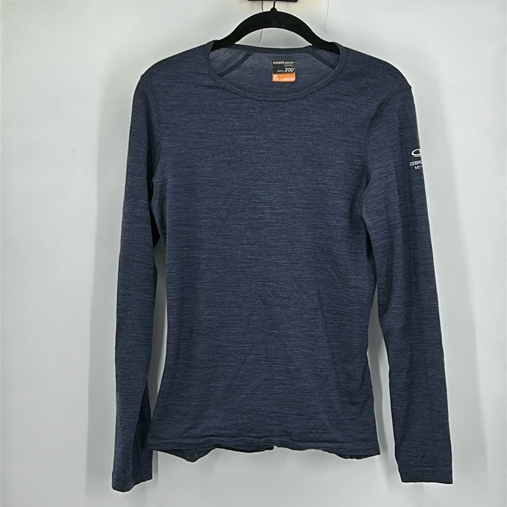 Icebreaker Merino Bodyfit 200 Base Layer Long Sleeve Med Blue- FLAW - Sold AS IS